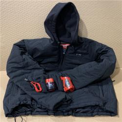 AS-IS - M12 12-Volt Lithium-Ion Cordless Axis Black Heated Hooded Jacket Kit with (1) 3.0 Ah Battery and Charger - Black SZ L