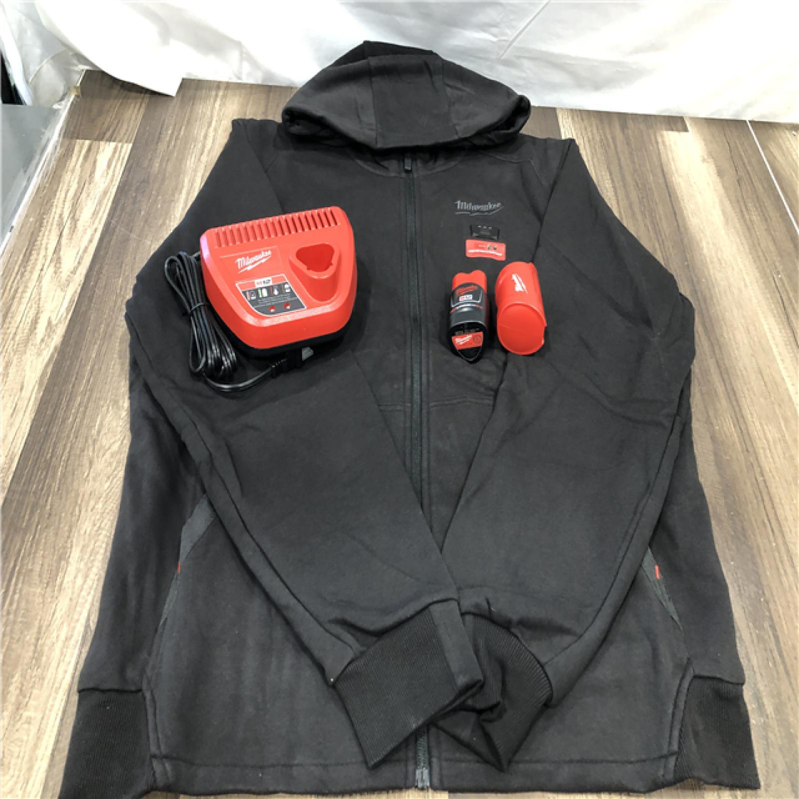 AS-IS Milwaukee Men's Large 12-Volt Lithium-Ion Cordless Black Heated Jacket Hoodie Kit
