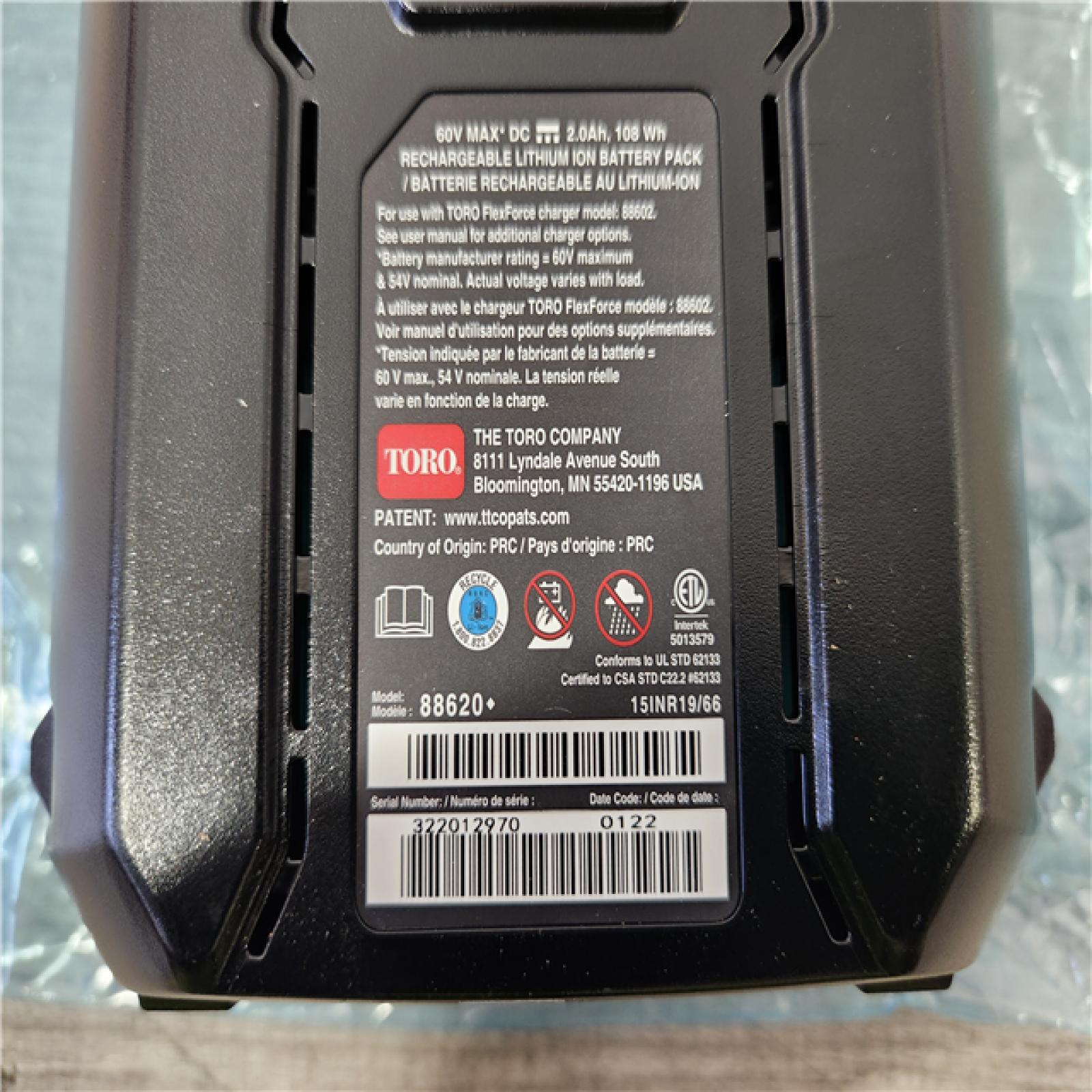 Phoenix Location NEW Toro 60V MAX* Flex-Force 2.5Ah Lithium-Ion Battery (3 Pack)