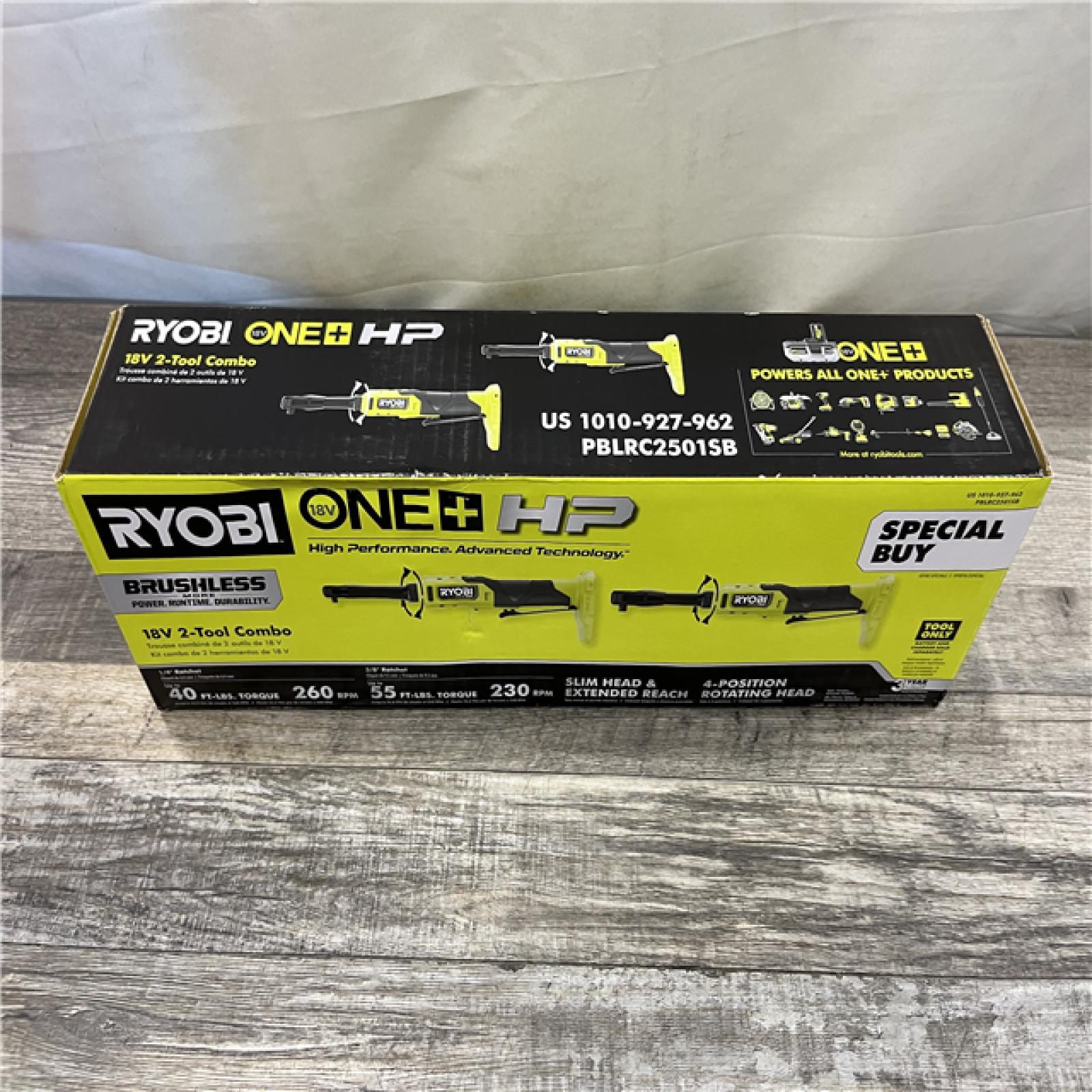 NEW - RYOBI ONE+ HP 18V Brushless Cordless 1/4 in. and 3/8 in. Extended Reach Ratchets (Tools Only)