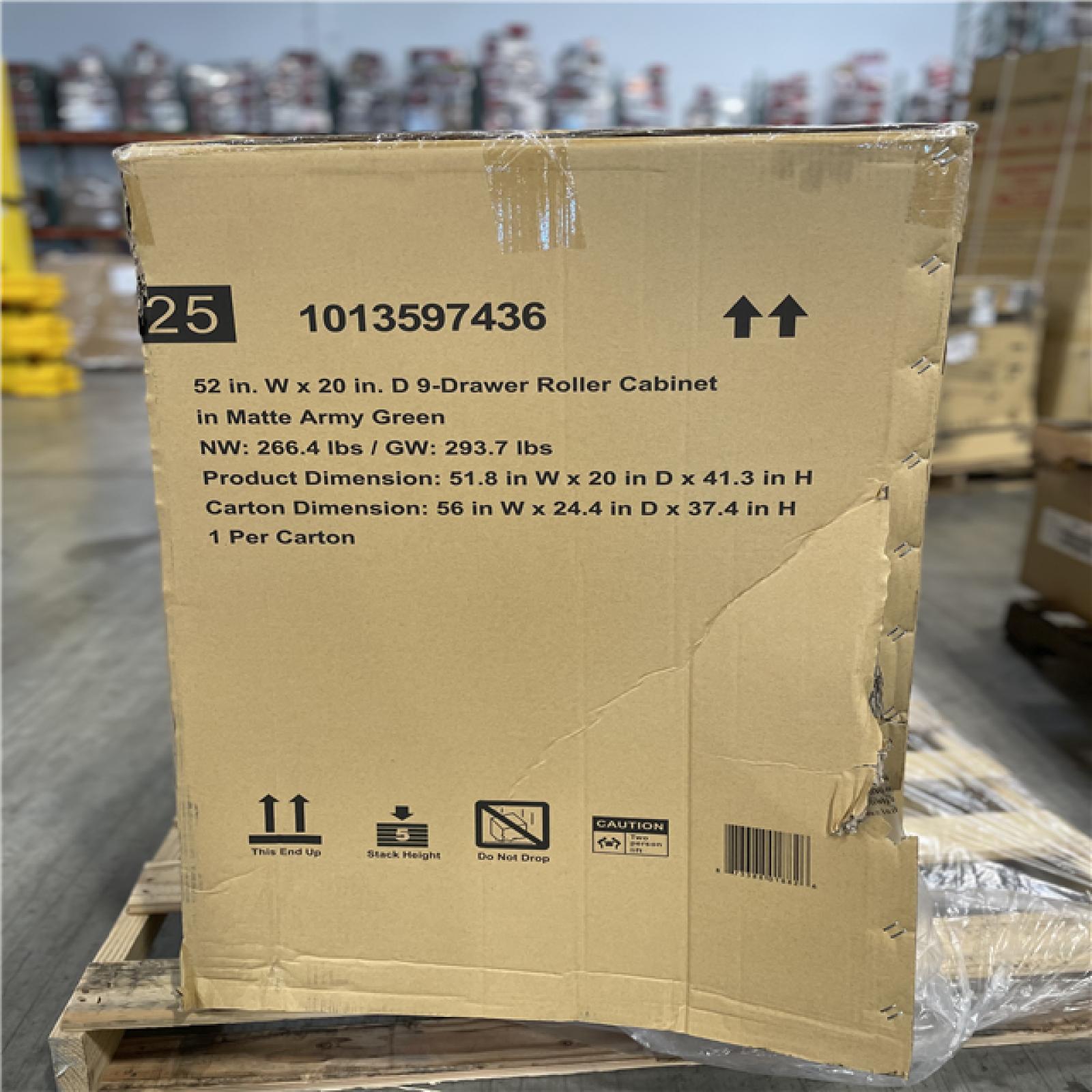 DALLAS LOCATION- AS-IS HUSKY Heavy Duty 52 in. W 9-Drawer Matte Army Green Rolling Tool Cabinet