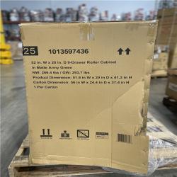 DALLAS LOCATION- AS-IS HUSKY Heavy Duty 52 in. W 9-Drawer Matte Army Green Rolling Tool Cabinet