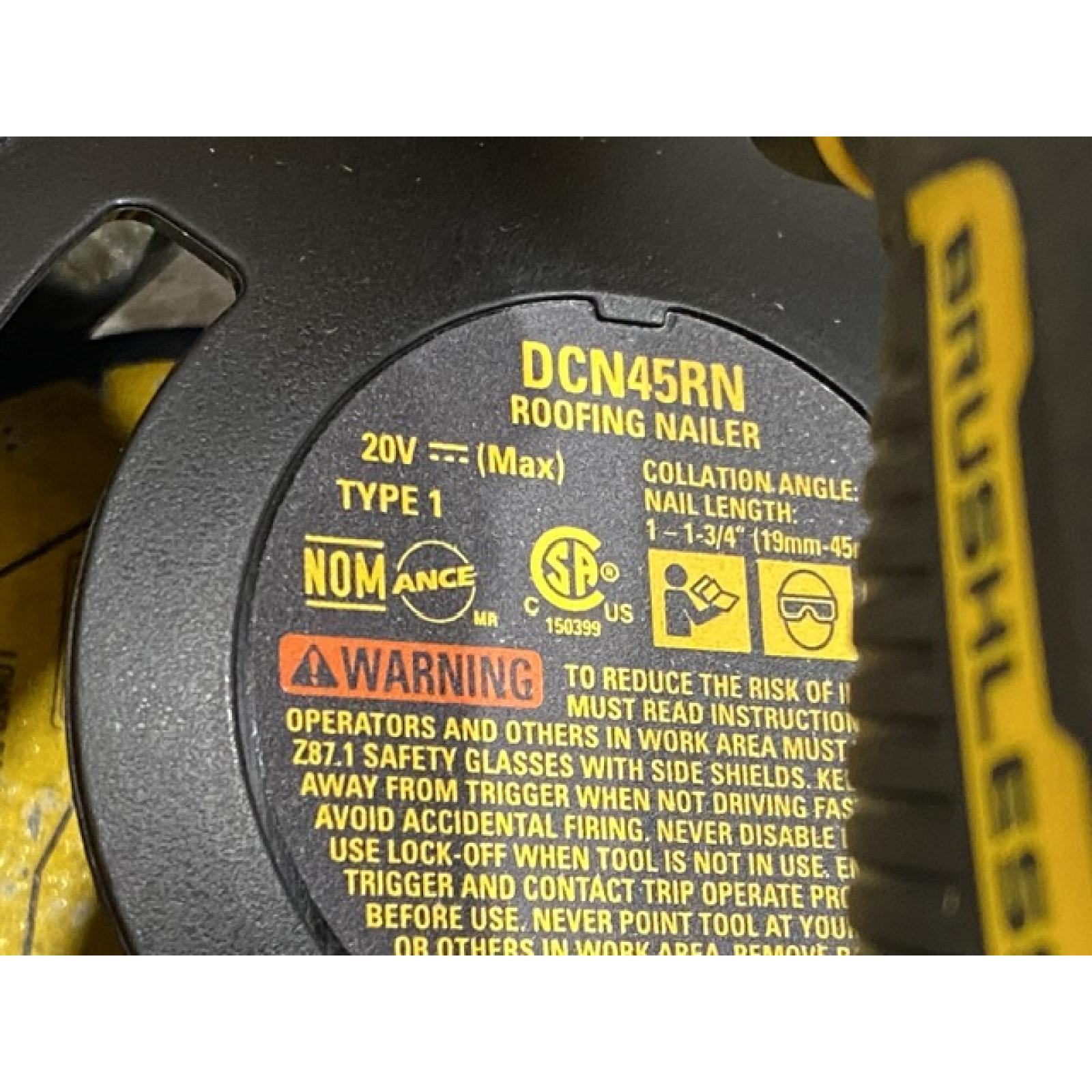 AS-IS DEWALT 20V MAX Lithium-Ion 15-Degree Electric Cordless Roofing Nailer Kit