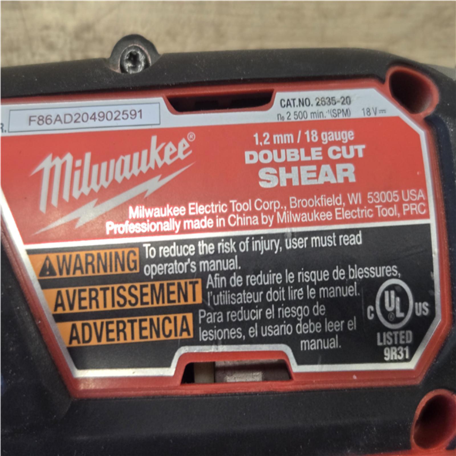 AS-IS Milwaukee 18-Volt Lithium-Ion Cordless 18-Gauge Double Cut Metal Shear (Tool-Only)