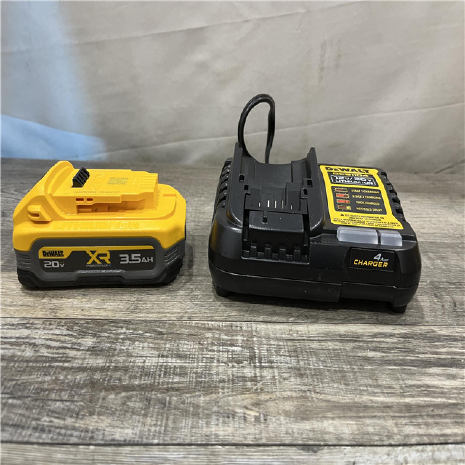 AS-IS DEWALT 20V MAX XR POWERSTACK Lithium-Ion Battery Starter Kit with 3.5Ah Battery and Charger