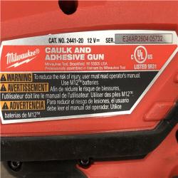 AS-IS Milwaukee 12V Lithium-Ion Cordless 10 oz. Adhesive and Caulk Gun (Tool-Only)