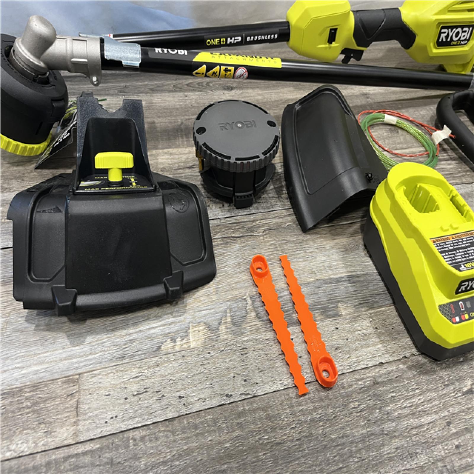 AS-IS RYOBI ONE+ HP 18V Brushless Whisper Series 15 in. Cordless Attachment Capable String Trimmer Kit