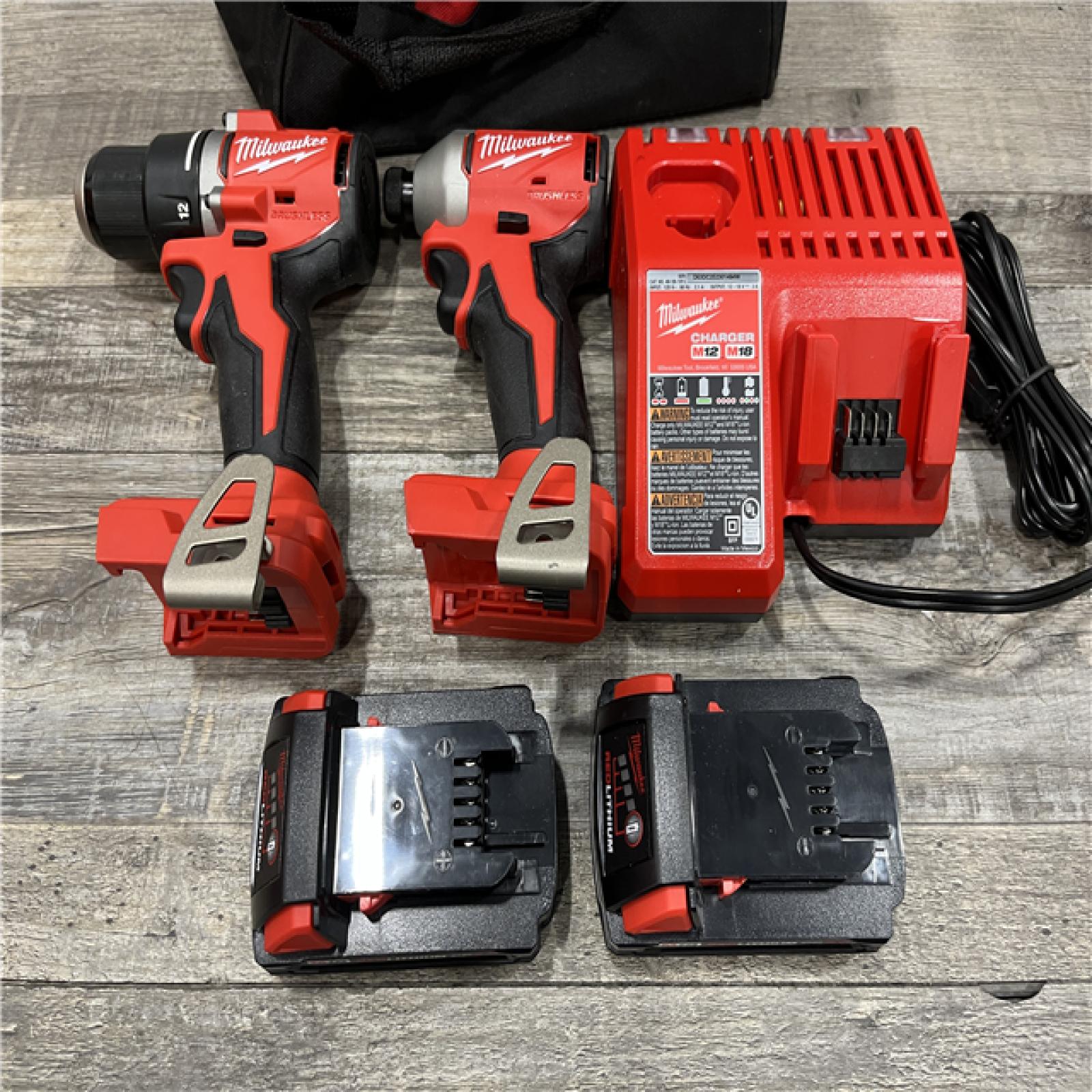 AS-IS Milwaukee 18V Lithium-Ion Brushless Cordless Compact Drill/Impact Combo Kit