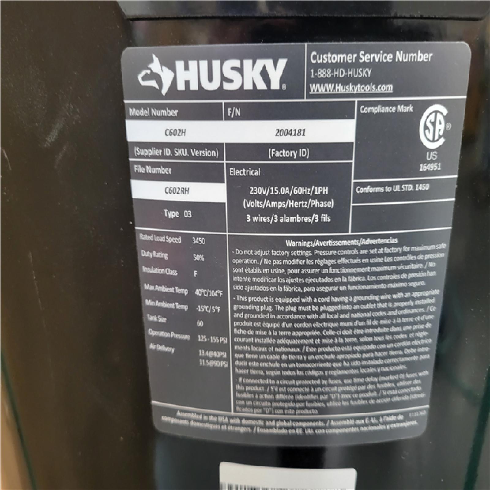 CALIFORNIA AS-IS HUSKY 60 GAL. AIR COMPRESSOR