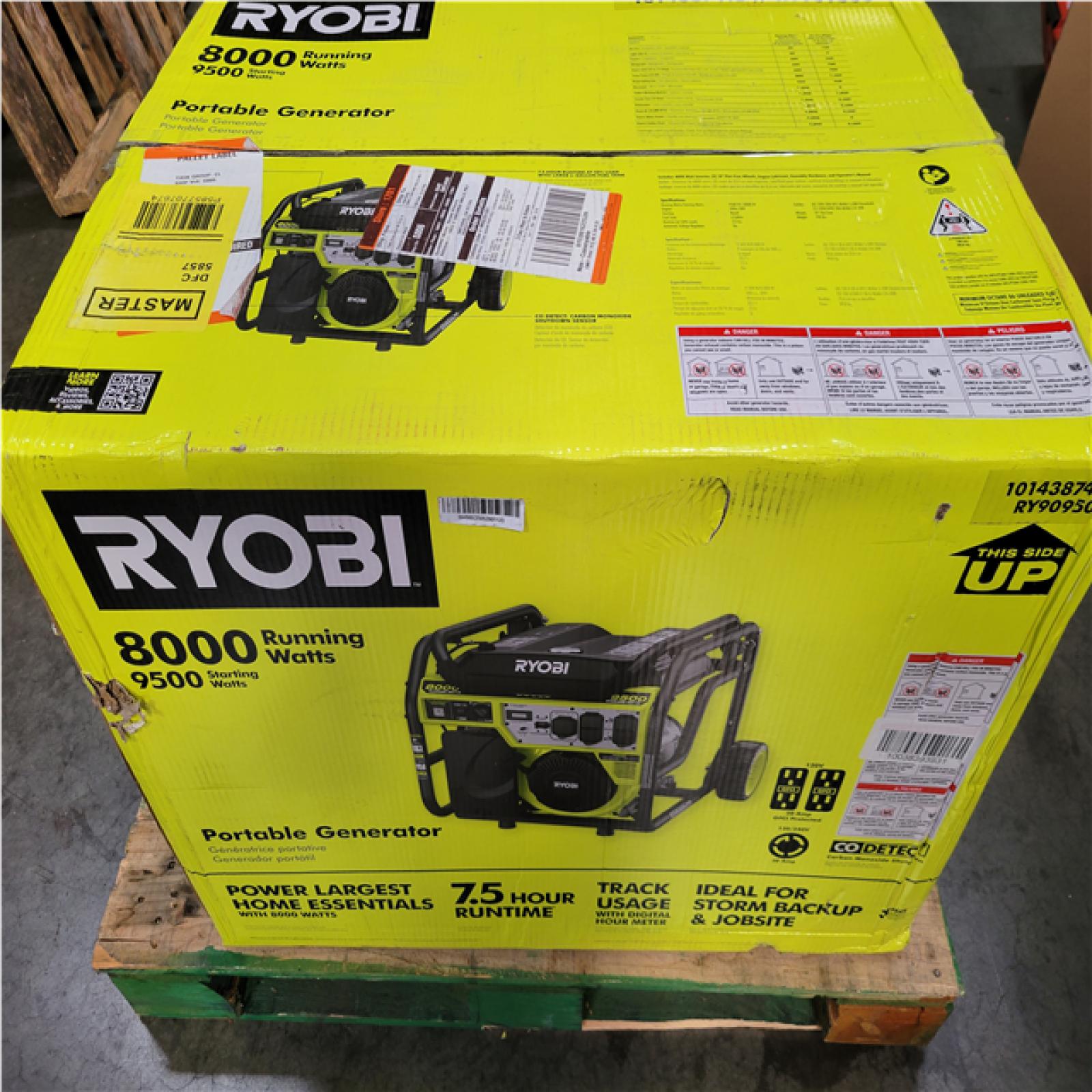 CALIFORNIA AS-IS RYOBI 9 500 STARTING WATT/9 500- RUNNING WATT PORTABLE GENERATOR