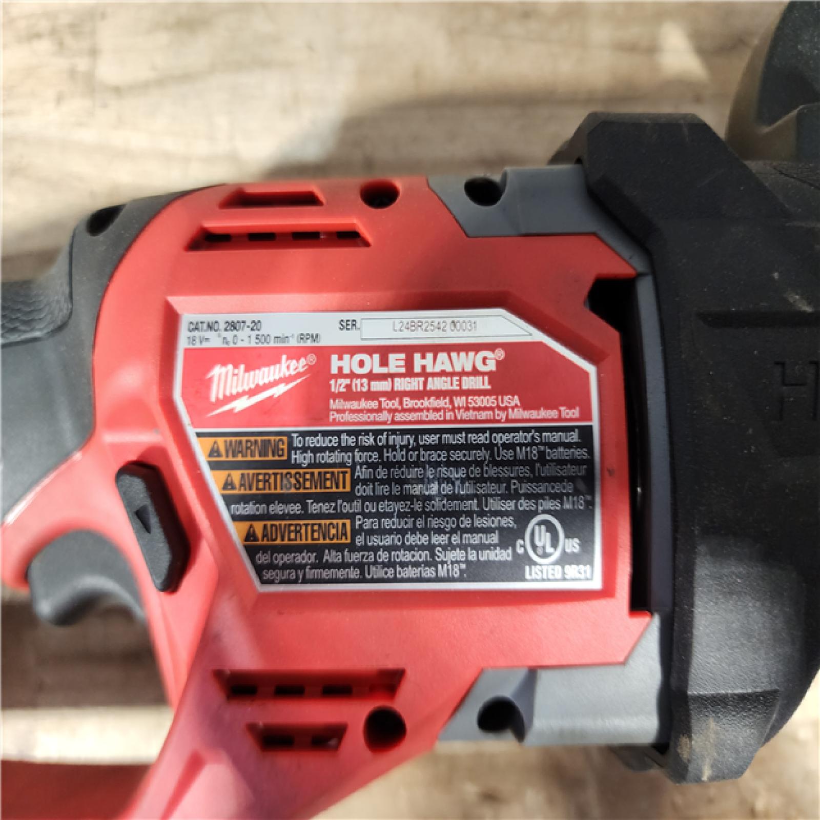 HOUSTON LOCATION - AS - IS Milwaukee FUEL GEN II 18V Lithium-Ion Brushless Cordless 1/2 in. Hole Hawg Right Angle Drill (Tool-Only)