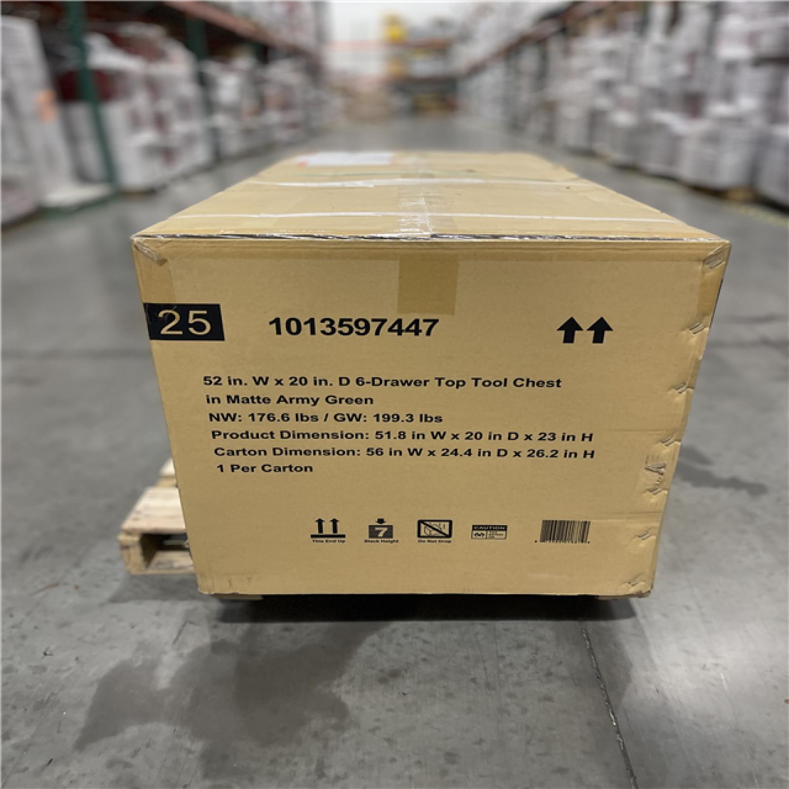 DALLAS LOCATION- NEW!- HUSKY 52 IN. W x 20 in. D 6-DRAWER TOP TOOL CHEST IN MATTE ARMY GREEN