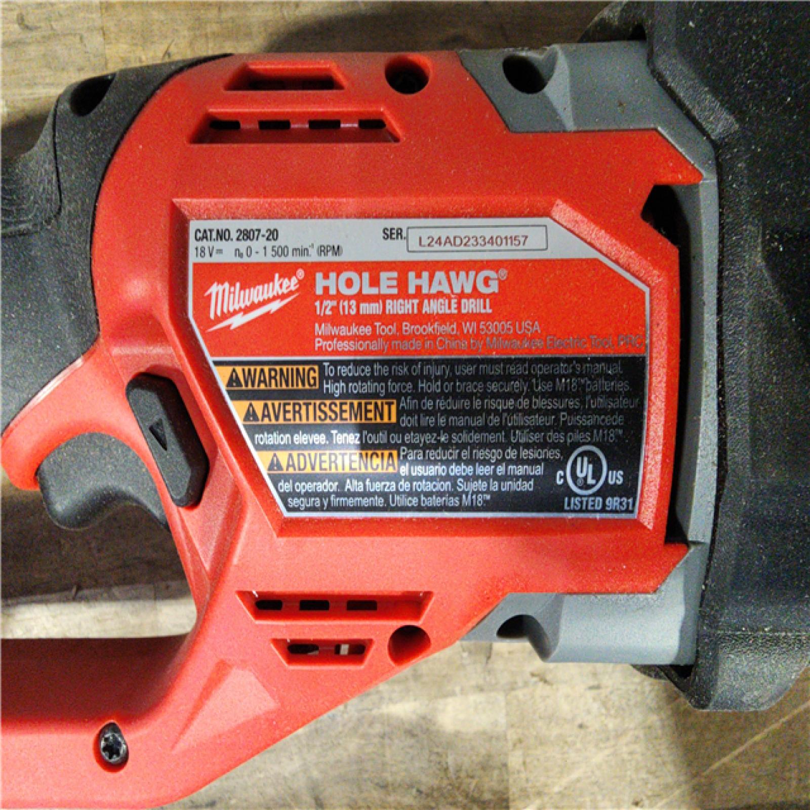 HOUSTON LOCATION - AS-IS Milwaukee M18 FUEL GEN II Brushless Cordless 1/2 in. Hole Hawg Right Angle Drill (Tool-Only)