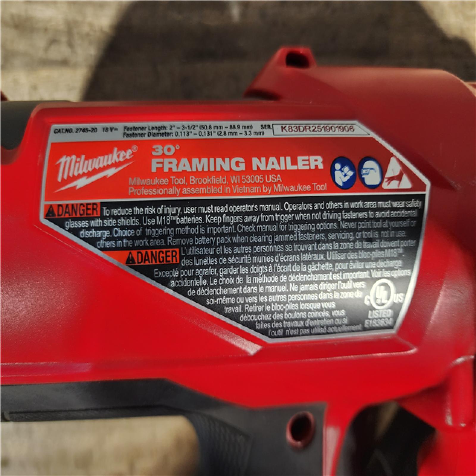 HOUSTON LOCATION - AS-IS Milwaukee FUEL 3-1/2 in. 18-Volt 30-Degree Lithium-Ion Brushless Cordless Framing Nailer (Tool-Only)