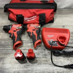 AS-IS Milwaukee 12-Volt Lithium-Ion Brushless Cordless Subcompact Drill and Impact Driver Combo Kit