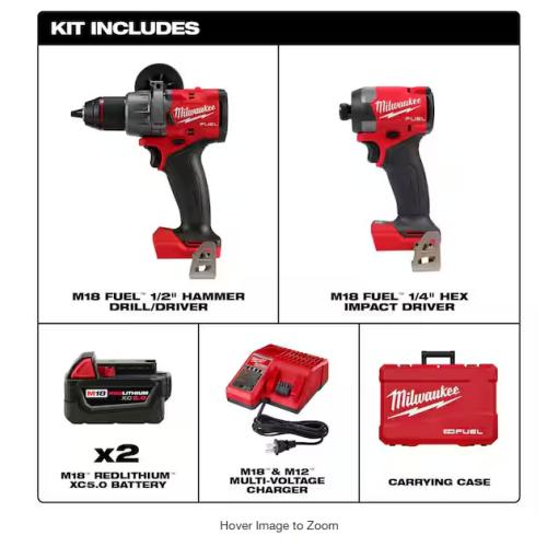 NEW! - Milwaukee M18 FUEL 18V Lithium-Ion Brushless Cordless Hammer Drill and Impact Driver Combo Kit