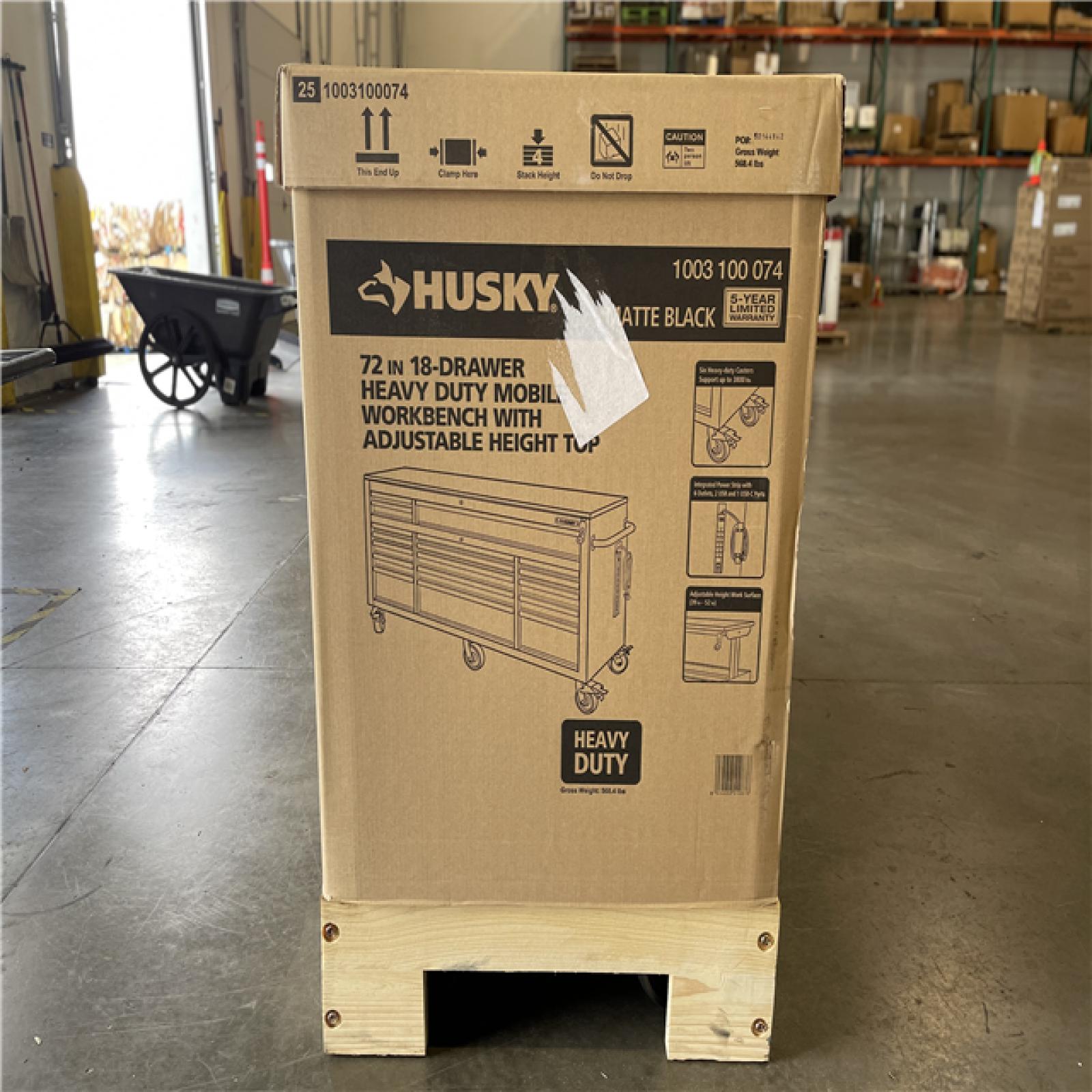 DALLAS LOCATION - AS-IS HUSKY 72IN 18 DRAWER WORKBENCH MATTE BLACK