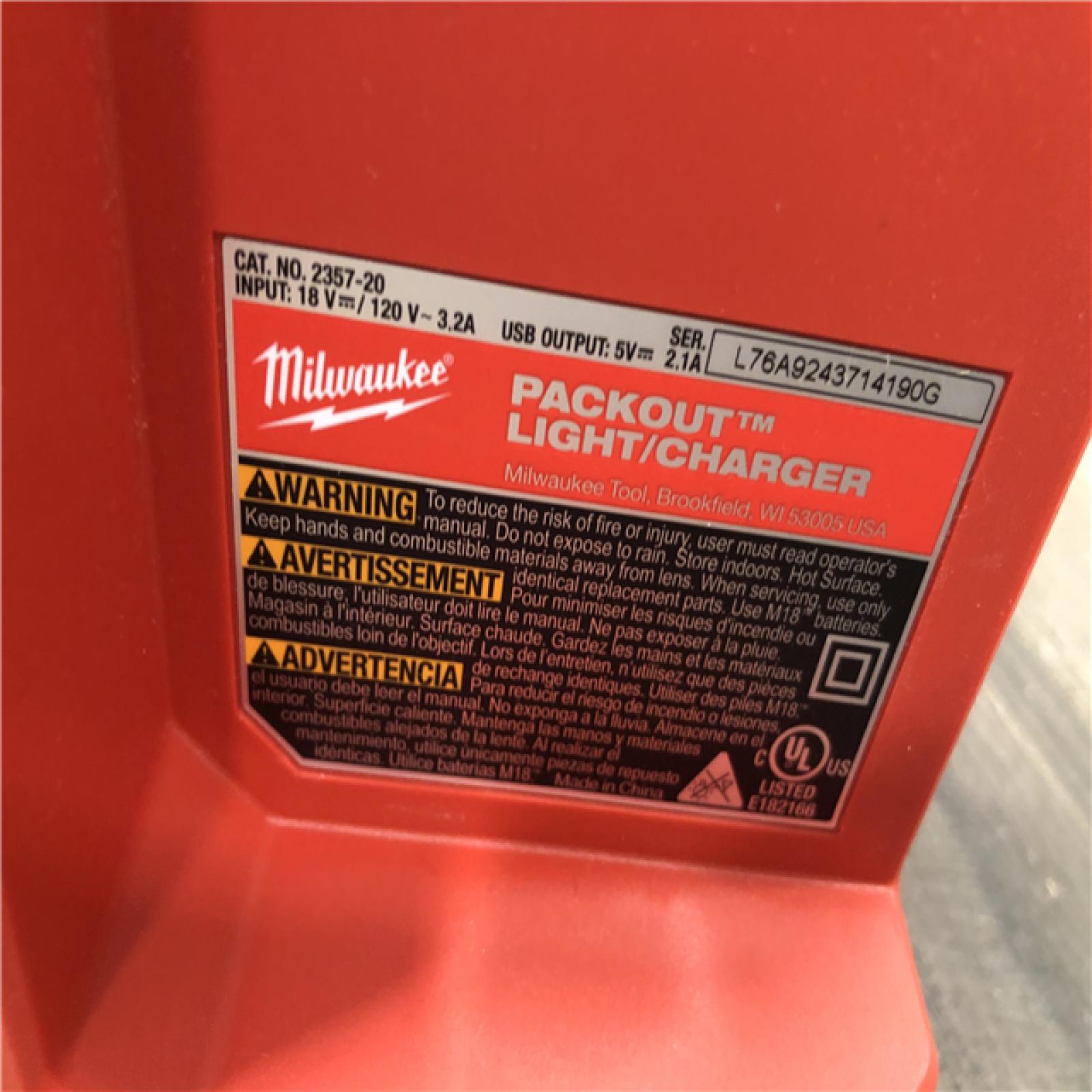AS-IS Milwaukee 18-Volt Lithium-Ion Cordless PACKOUT 3000 Lumens LED Light with Built-In Charger