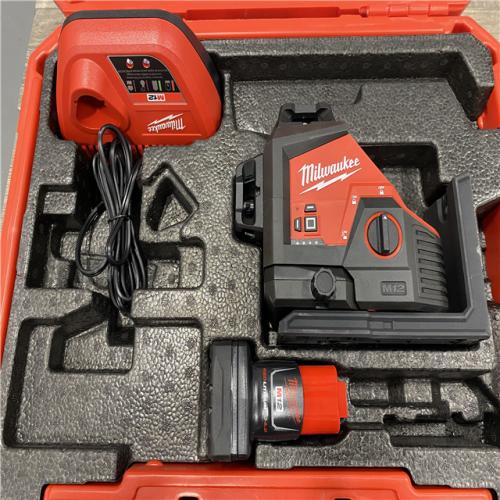 AS-IS Milwaukee 12-Volt Lithium-Ion Cordless Green 250 ft. 3-Plane Laser Level Kit