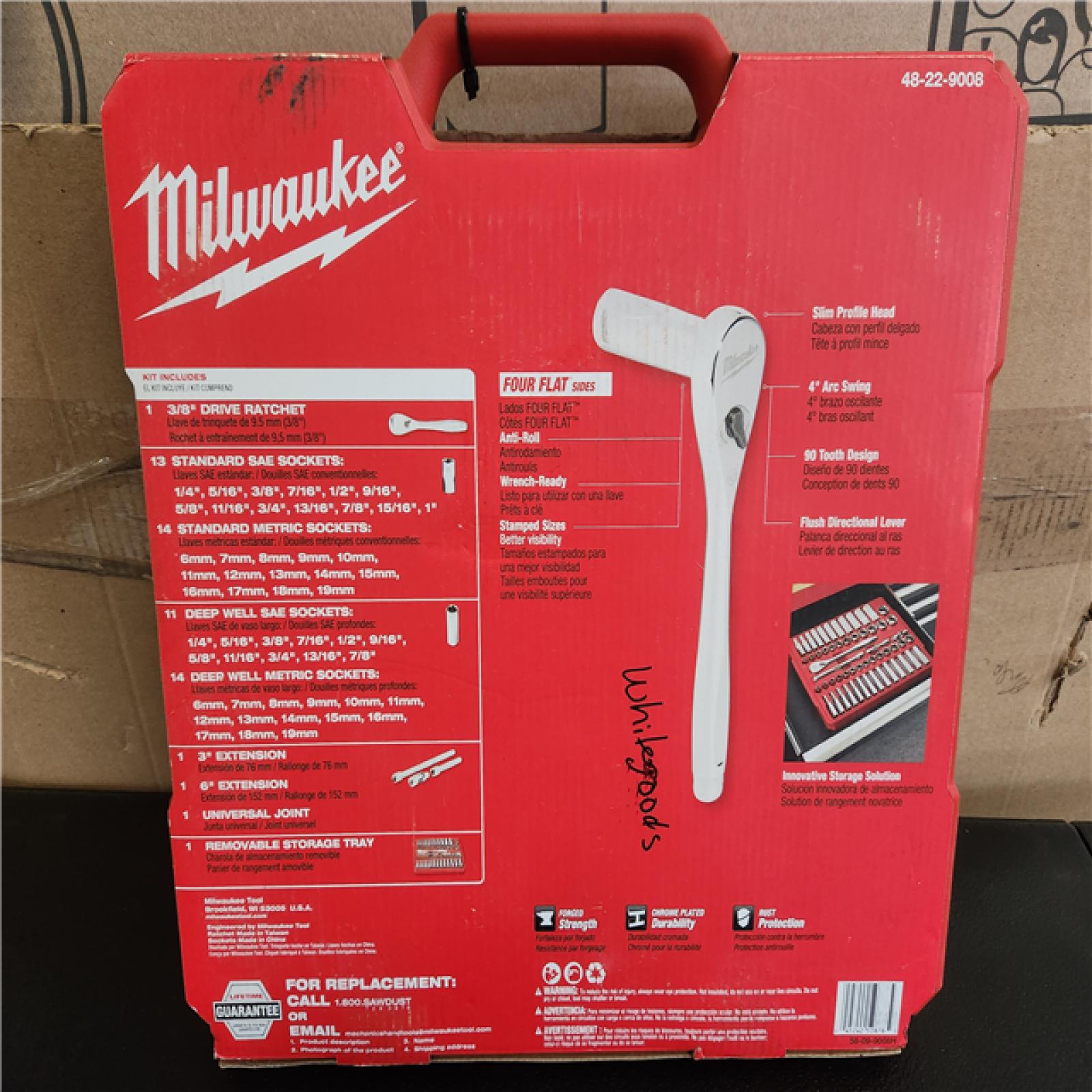 Phoenix NEW Milwaukee 3/8 in. Drive SAE/Metric Ratchet and Socket Mechanics Tool Set (56-Piece) (SEALED)