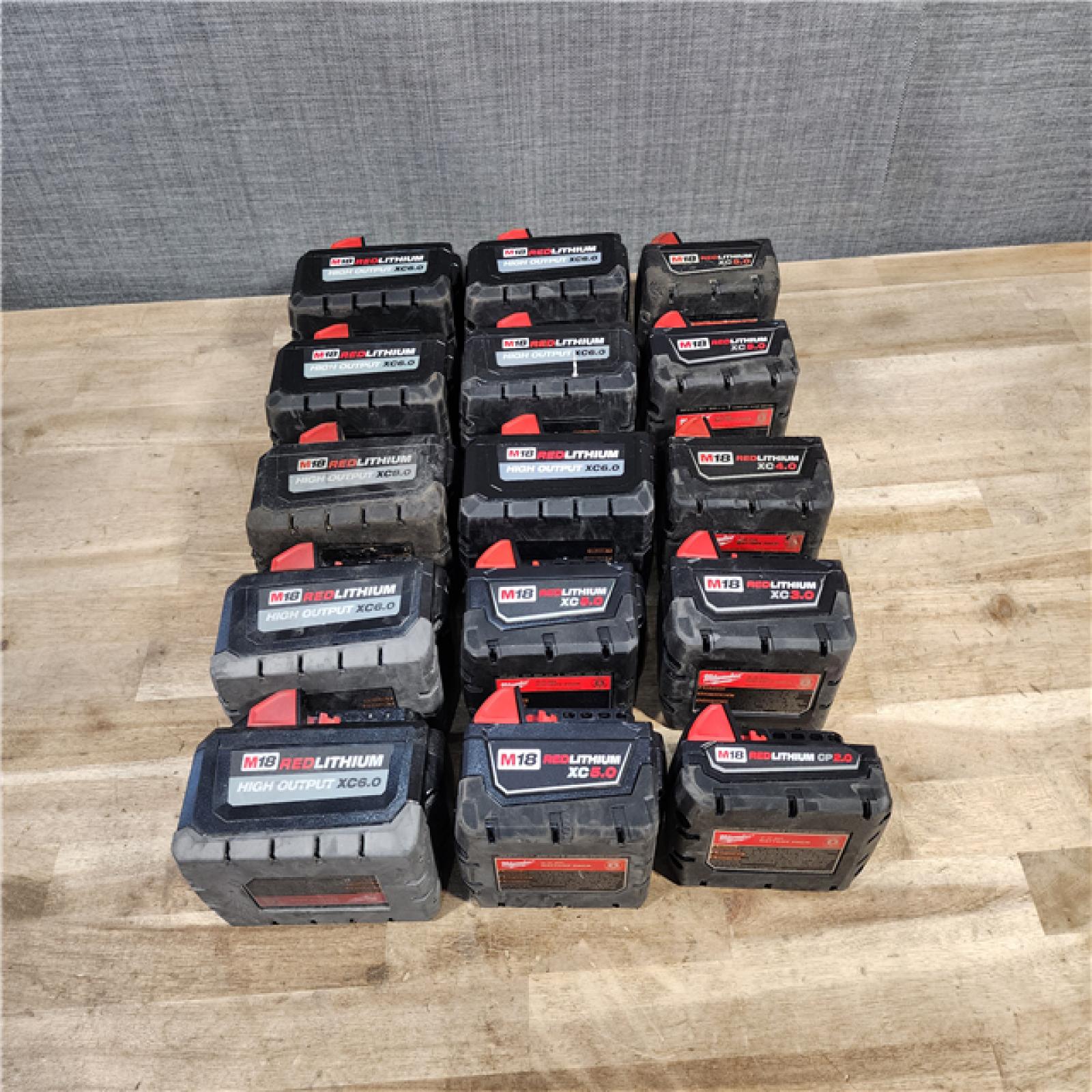 HOUSTON LOCATION - AS-IS MILWAUKEE BATTERY PACK QTY - 15