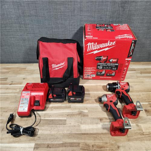 HOUSTON LOCATION - AS-IS Milwaukee 18-Volt Lithium-Ion Brushless Cordless Compact Hammer Drill/Impact Combo Kit