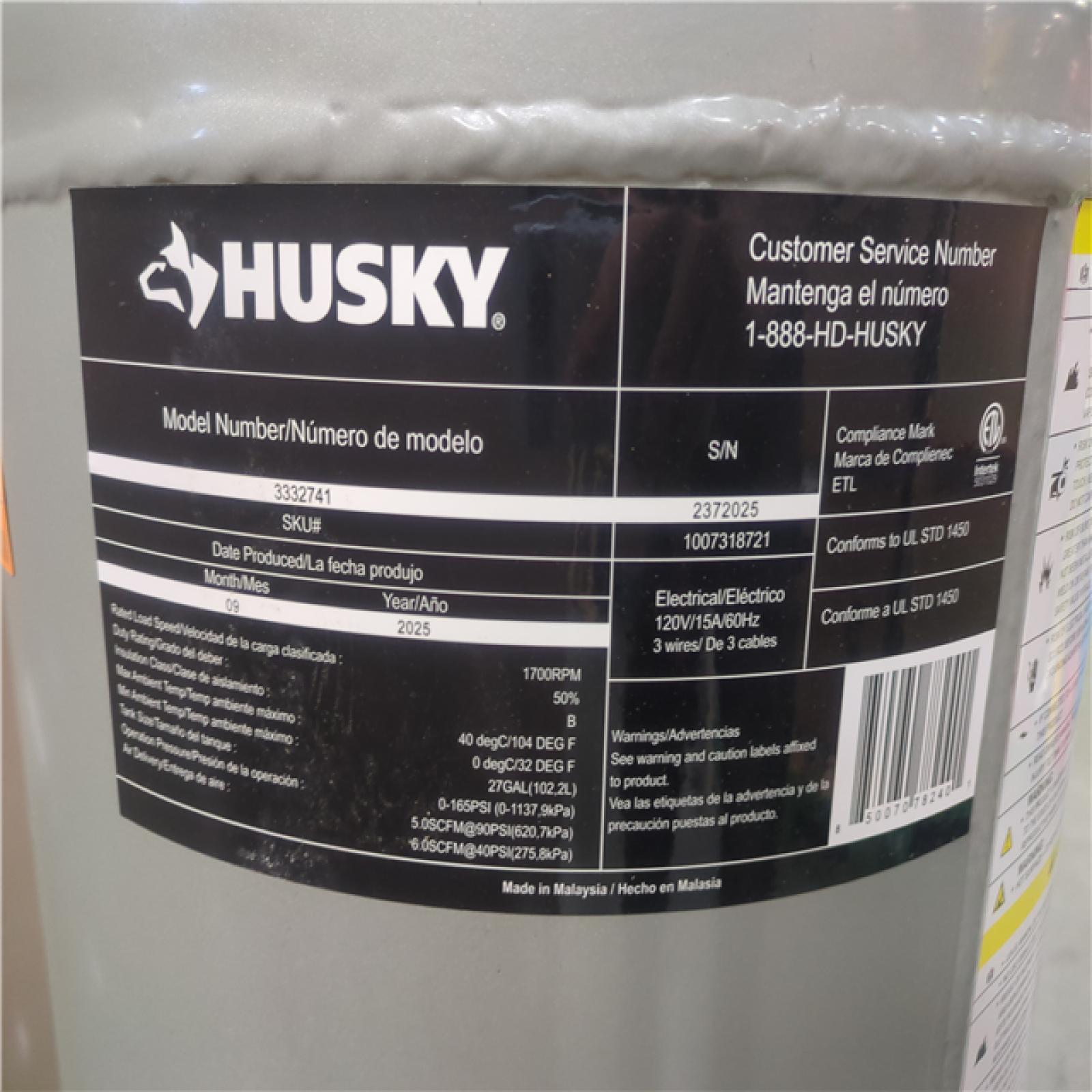 CALIFORNIA AS-IS HUSKY 27G Air Compressor