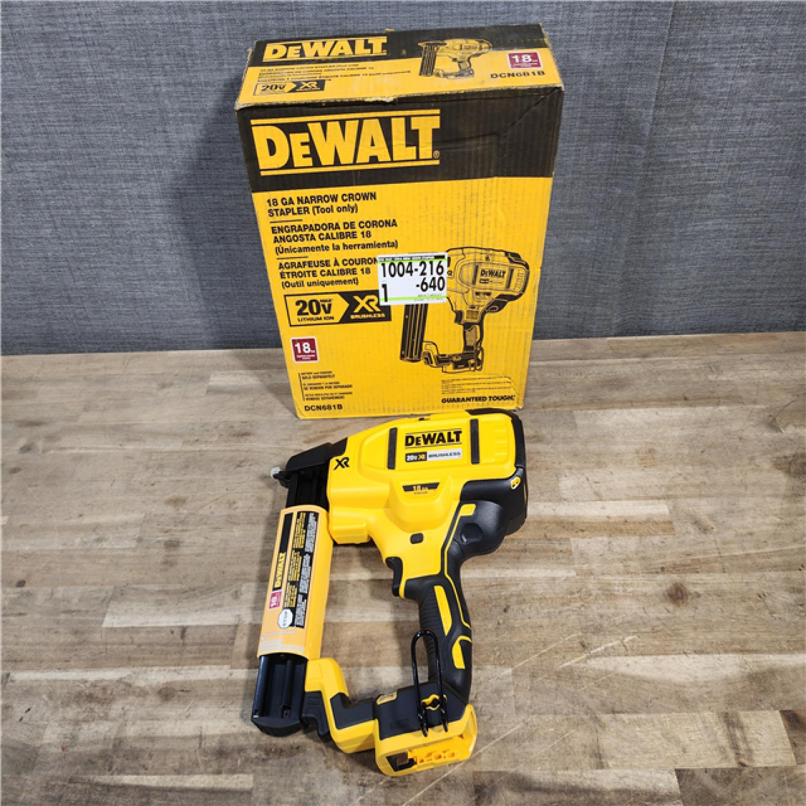 HOUSTON LOCATION - AS-IS (APPEARS LIKE NEW) DEWALT Cordless 18-Gauge Narrow Crown Stapler (Tool Only)