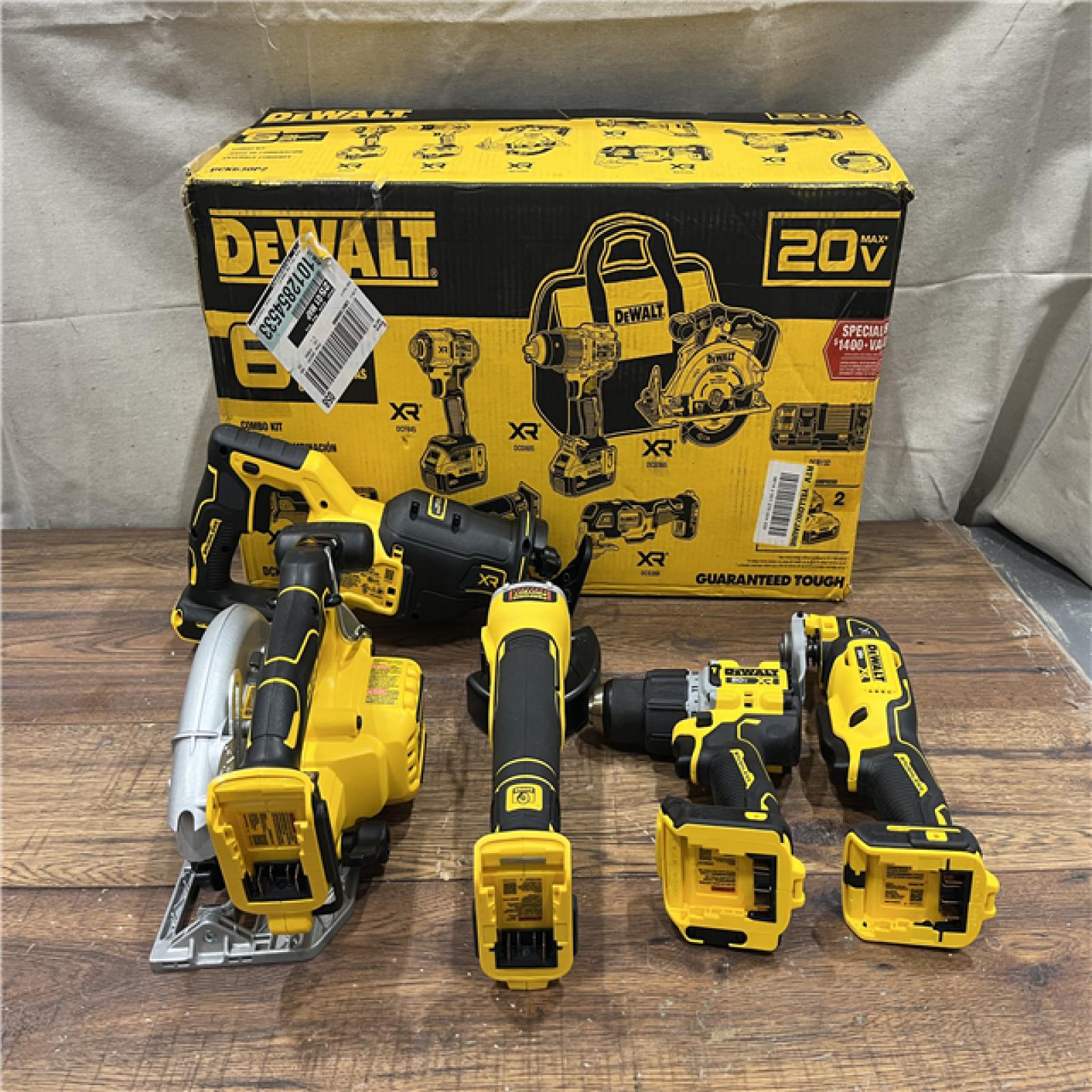AS-IS DEWALT 20-Volt XR Lithium-Ion 5-Tool Cordless Combo Kit with (2) 6.0 Ah Battery Packs and Charger