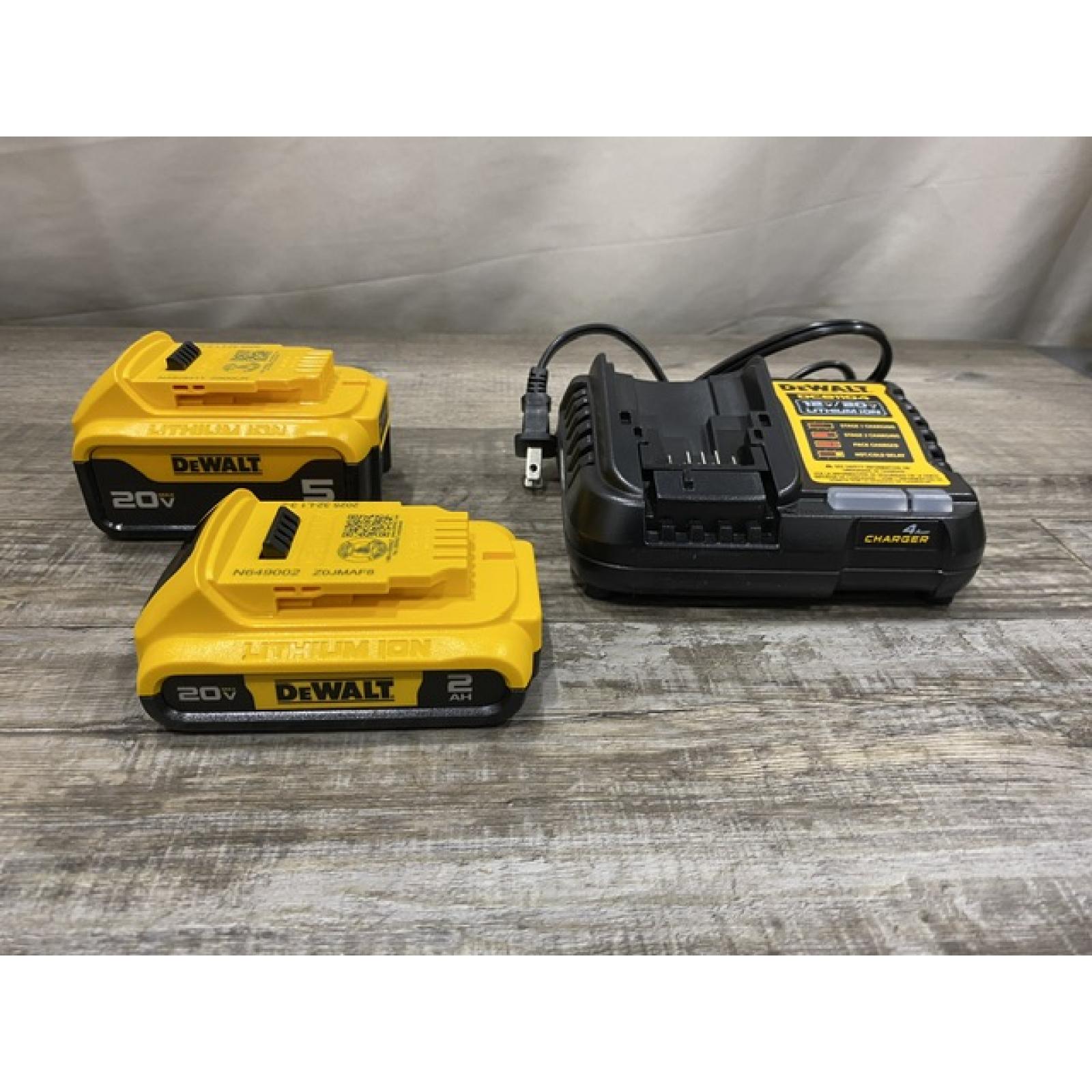 AS-IS DEWALT 20V MAX Lithium-Ion Battery Kit with 5.0Ah and 2.0Ah Battery and Charger
