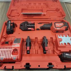 AS-IS Milwaukee M18 18V Lithium-Ion Cordless Short Throw Press Tool Kit with 3 PEX Crimp Jaws (2) 2.0 Ah Batteries and Charger