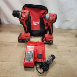 AS-IS- Milwaukee 18V Lithium-Ion Brushless Cordless Compact Drill/Impact Combo Kit