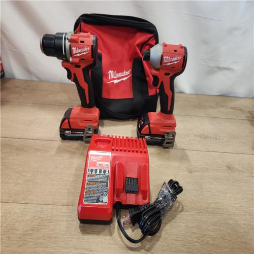 AS-IS- Milwaukee 18V Lithium-Ion Brushless Cordless Compact Drill/Impact Combo Kit