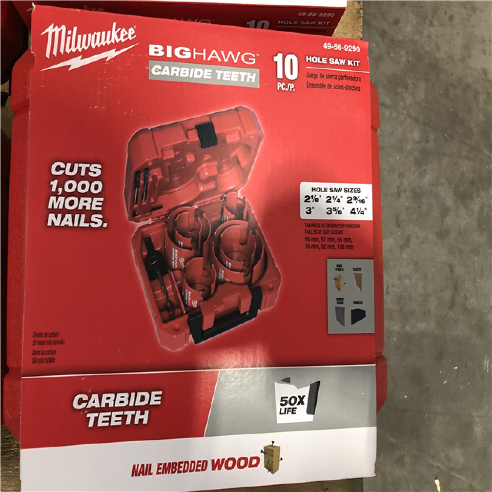 DALLAS LOCATION - Milwaukee BIG HAWG Carbide Hole Saw Kit (10-Piece) PALLET -(11 UNITS)