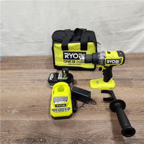 AS-IS RYOBI ONE+ HP 18V Brushless Cordless 1/2 in. Hammer Drill Kit with (1) 4.0 Ah High Performance Battery, Charger, and Tool Bag