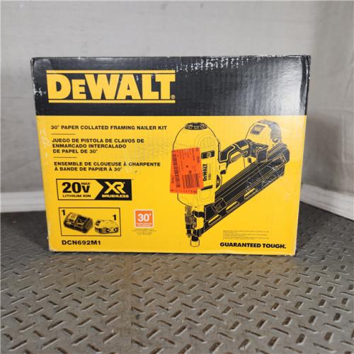 Houston location AS-IS DEWALT 20V MAX* Cordless 30  Paper Collated Framing Nailer Kit ( APPEARS IN NEW CONDITION)
