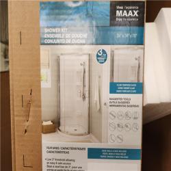 Phoenix 2 NEW MAAX Cyrene 34 in.x 76 in. Off-Center Corner Shower Kit w/Semi-Frameless Clear Sliding Door Base and Wall Kit in White,Chrome