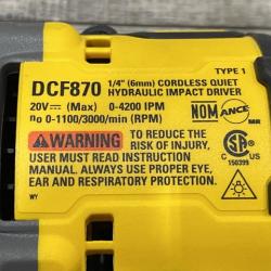 AS-IS DEWALT 20V XR Brushless Cordless 1/4 in. Quiet Hydraulic Impact Driver (Tool-Only)