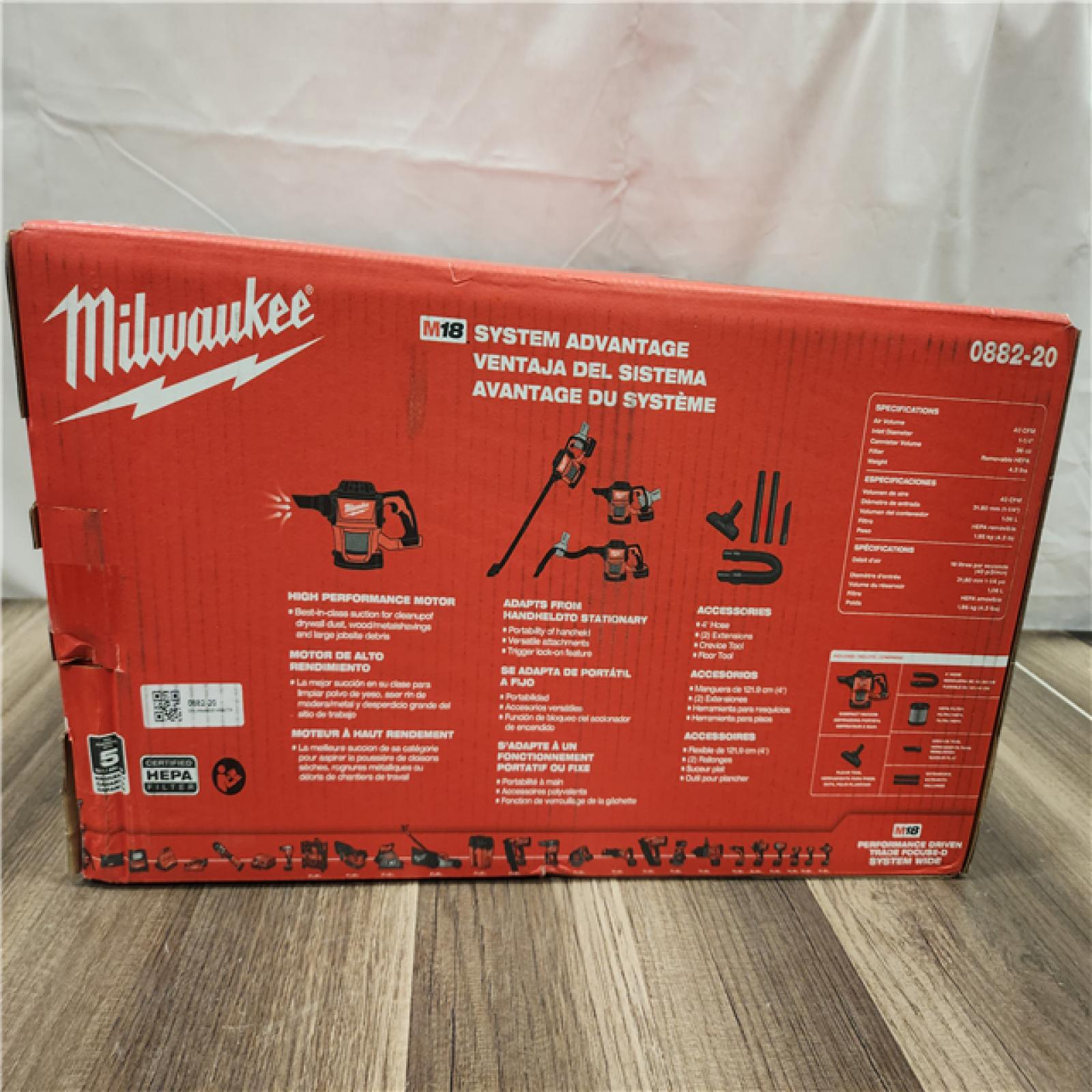 NEW- Milwaukee M18 18-Volt Lithium-Ion Cordless Compact Vacuum (Tool-Only)