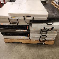 Phoenix HDX 4 ft. Rectangle Almond Resin Top Single Hand Height Adjustable Folding Utility Table Seats 4 Pallet (13-Tables) (7-Chairs)