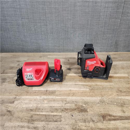 HOUSTON LOCATION - AS-IS Milwaukee 12-Volt Lithium-Ion Cordless Green 250 ft. 3-Plane Laser Level Kit