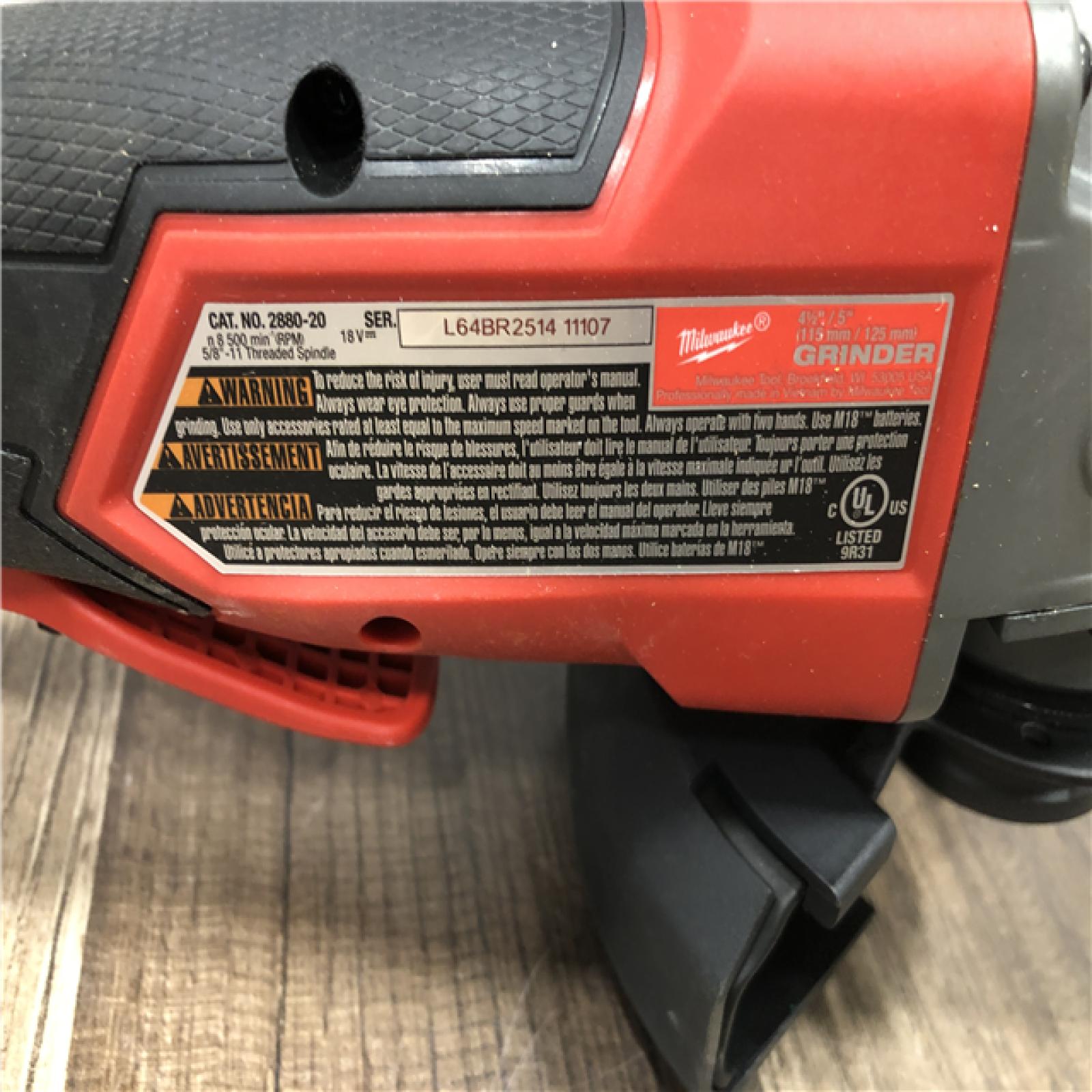 AS-IS Milwaukee FUEL 18V Lithium-Ion Brushless Cordless 4-1/2 in./5 in. Grinder w/Paddle Switch (Tool-Only)