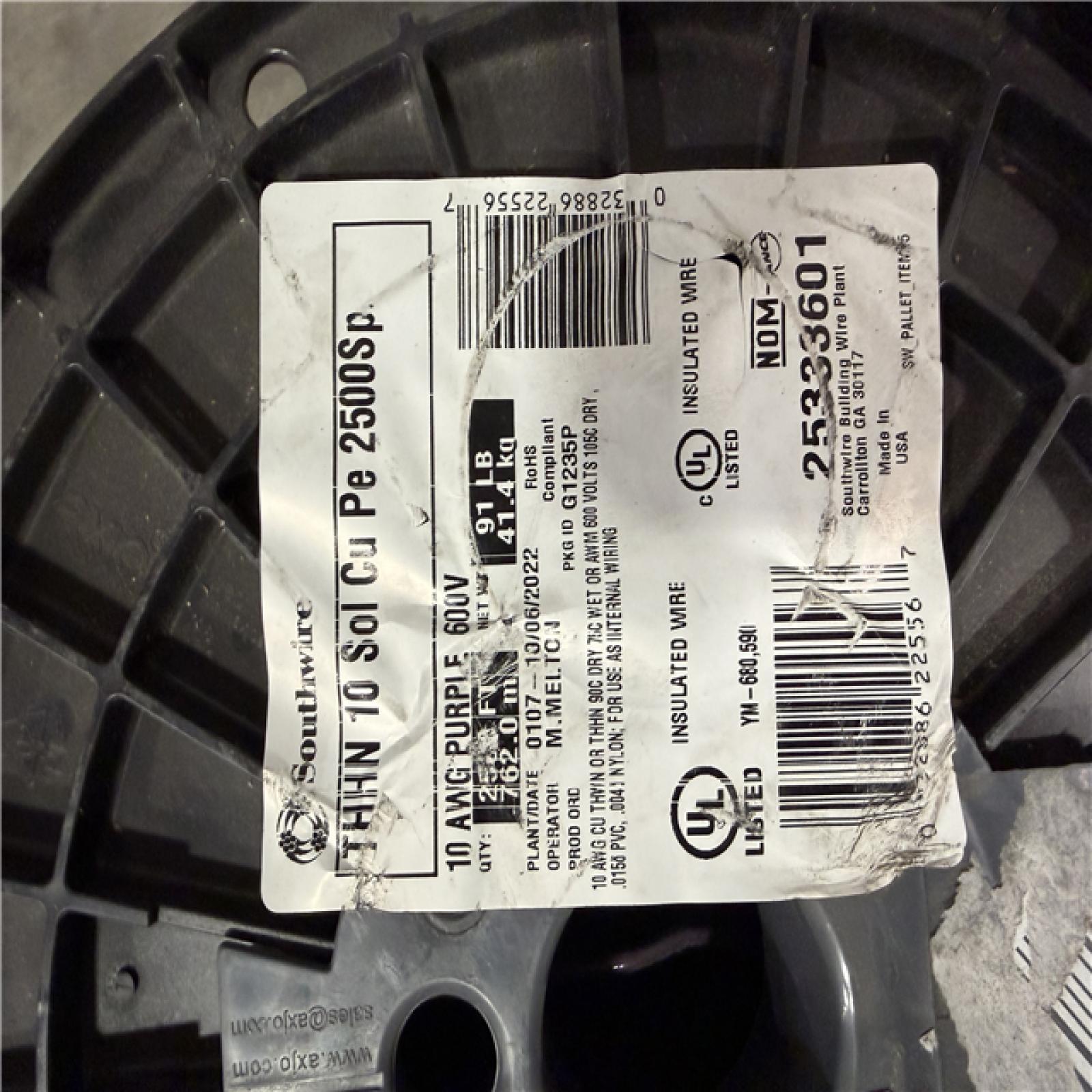 DALLAS LOCATION - AS-IS Southwire 2,500 ft. 12 Purple Solid CU THHN Wire(4 SPOOLS) (SEE NOTES)