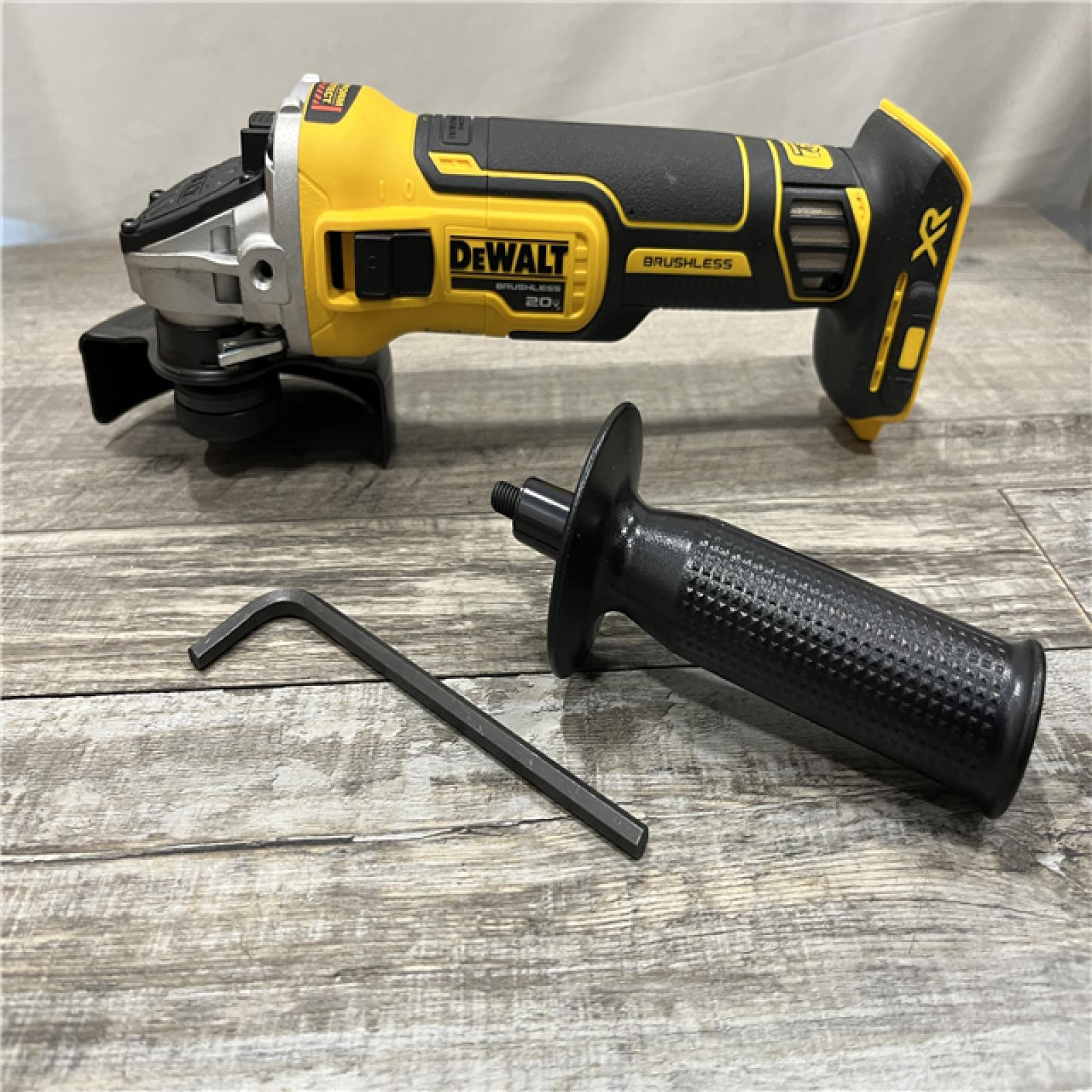AS-IS DEWALT 20V MAX XR Cordless Brushless 4.5 in. Slide Switch Small Angle Grinder with Kickback Brake (Tool Only)