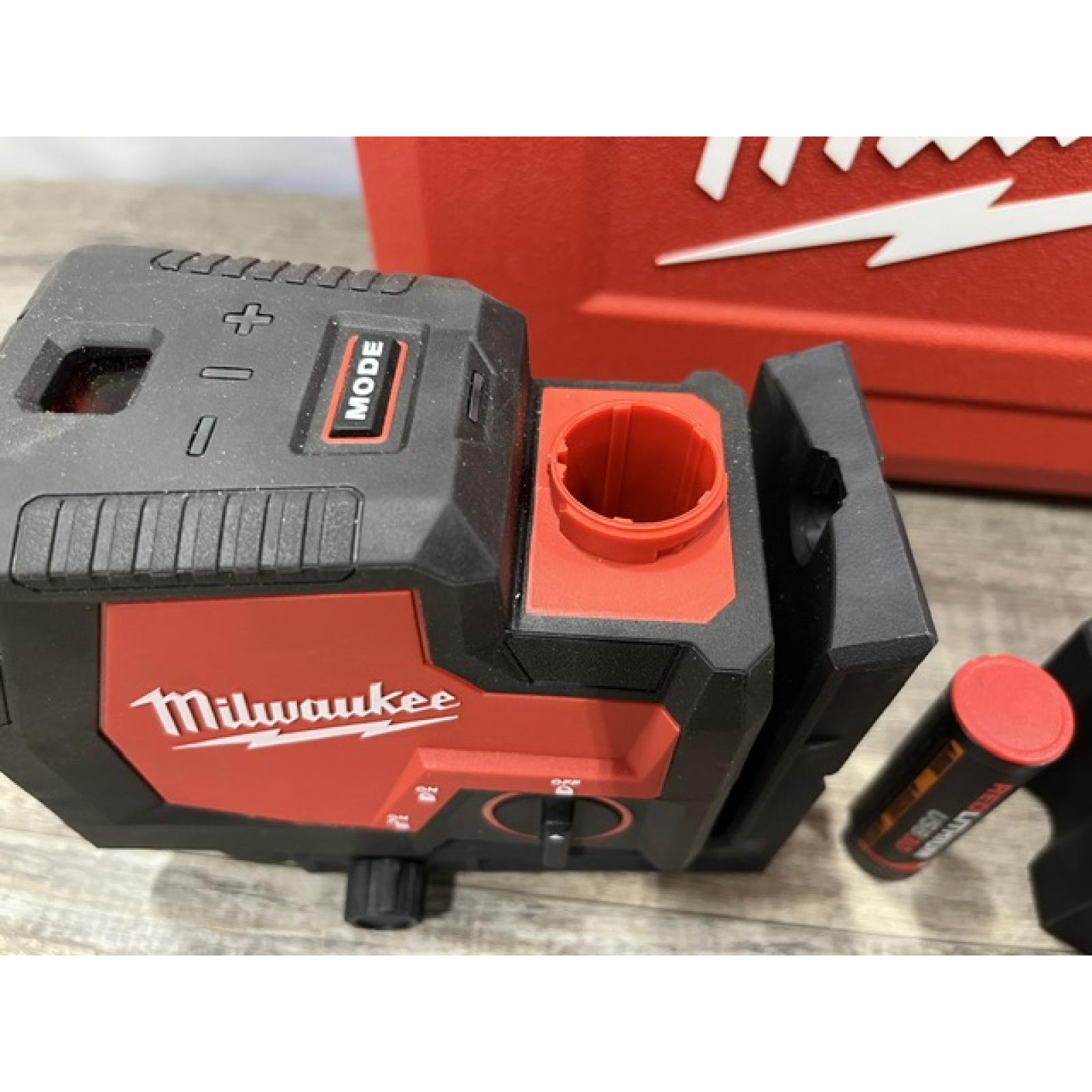 AS-IS Milwaukee Green 100 ft. Cross Line and Plumb Points Rechargeable Laser Level with REDLITHIUM Lithium-Ion