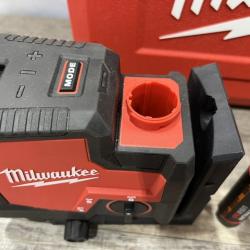 AS-IS Milwaukee Green 100 ft. Cross Line and Plumb Points Rechargeable Laser Level with REDLITHIUM Lithium-Ion