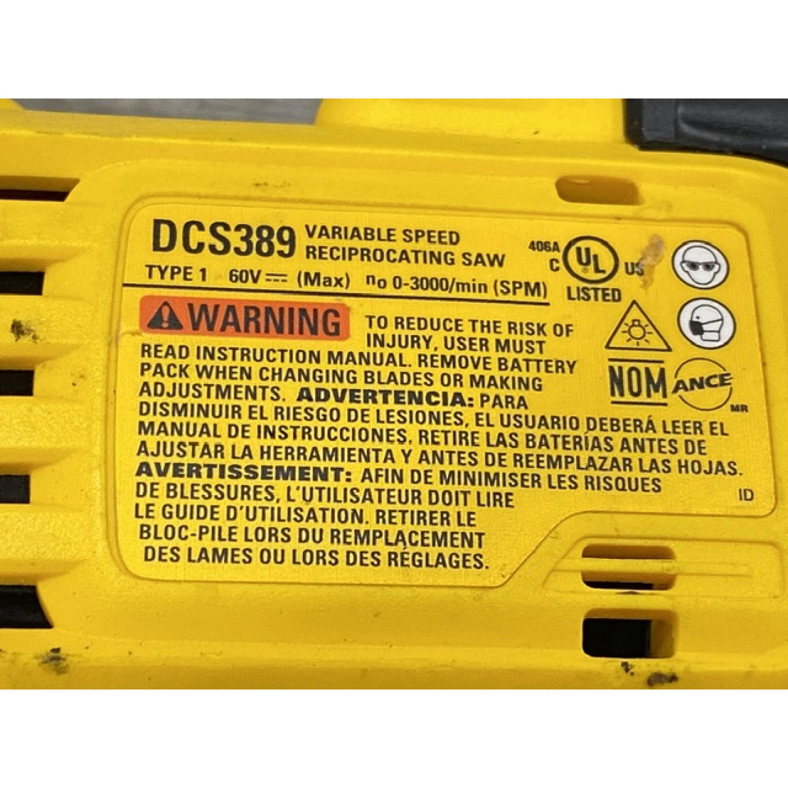 AS-IS DEWALT FLEXVOLT 60V MAX Cordless Brushless Reciprocating Saw (Tool Only)