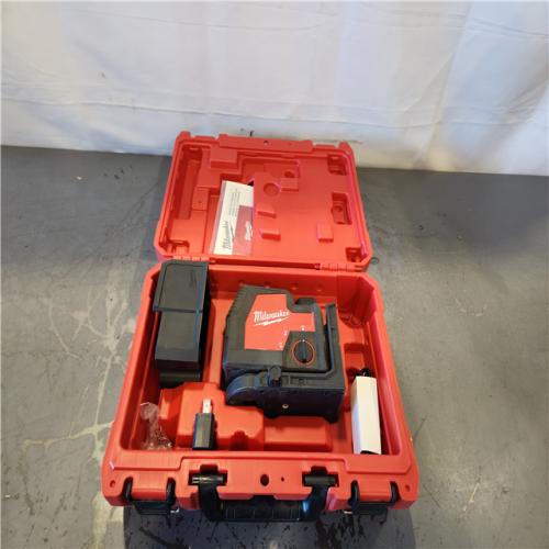 AS-IS- Milwaukee Green 100 ft. Cross Line and Plumb Points Rechargeable Laser Level Kit