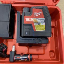 AS-IS Milwaukee Green 100 ft. Cross Line and Plumb Points Rechargeable Laser Level with REDLITHIUM Lithium-Ion