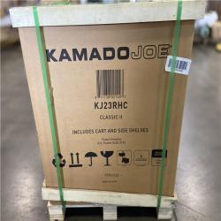 DALLAS LOCATION -Kamado Joe Classic Joe II 18 in. Charcoal Grill in Red with Cart, Side Shelves, Grate Gripper, and Ash Tool